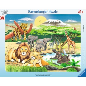 Ravensburger (06071) - "African Animals" - 36 brikker puslespil