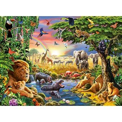 Ravensburger (13073) - Adrian Chesterman: "Evening at the Waterhole" - 300 brikker puslespil