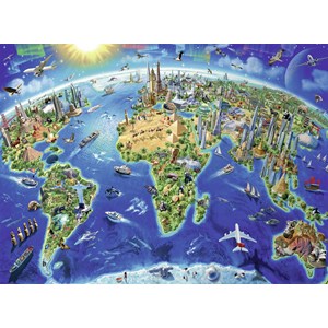 Ravensburger (13227) - Adrian Chesterman: "World Landmarks Map" - 300 brikker puslespil