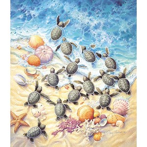SunsOut (SV45501) - Sherry Vintson: "Green Turtle Hatchlings" - 550 brikker puslespil