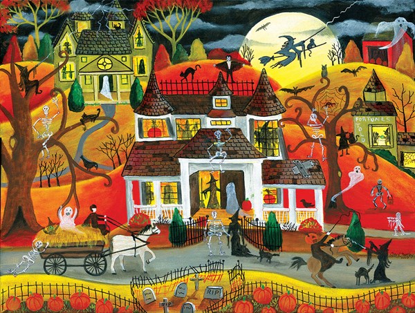 SunsOut (54771) - Cheryl Bartley: "Halloween Fright Night" - 500 brikker puslespil