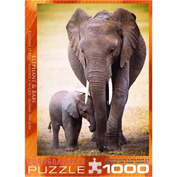 Eurographics (6000-0270) - "Elefant Og Unge" - 1000 brikker puslespil