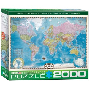 Eurographics (8220-0557) - "Map of the World with Poles" - 2000 brikker puslespil