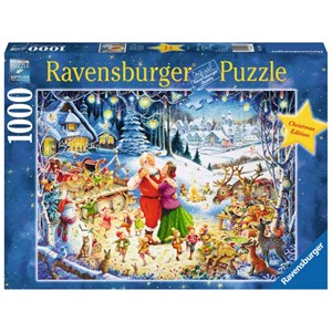 Ravensburger (19765) - "Tomtens Julfest" - 1000 brikker puslespil
