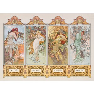 Clementoni (39177) - Alphonse Mucha: "Die 4 Jahreszeiten" - 1000 brikker puslespil