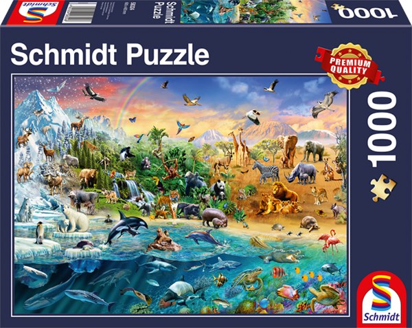 Schmidt Spiele (58324) - "World of Animals" - 1000 brikker puslespil