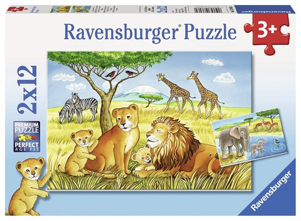 Ravensburger (07606) - "Elefant, Lion & Co." - 12 brikker puslespil