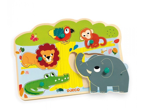 Djeco (01708) - "Safari, med lyd" - 5 brikker puslespil