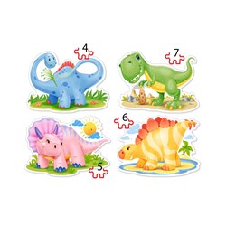 Castorland (B-04386) - "Baby Dinosaurs" - 4 5 6 7 brikker puslespil