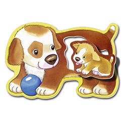 Ravensburger (07176) - "Dyr og unger" - 2 brikker puslespil