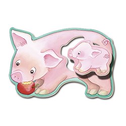 Ravensburger (07176) - "Dyr og unger" - 2 brikker puslespil