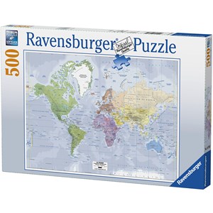 Ravensburger (14760) - "Map of the World (in French)" - 500 brikker puslespil