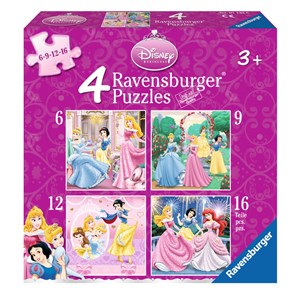 Ravensburger (07132) - "Disney Princess" - 6 9 12 16 brikker puslespil