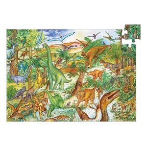 Djeco (07424) - "Dinosaurer, plus hæfte" - 100 brikker puslespil