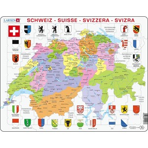 Larsen (K43) - "Switzerland Political Map" - 70 brikker puslespil