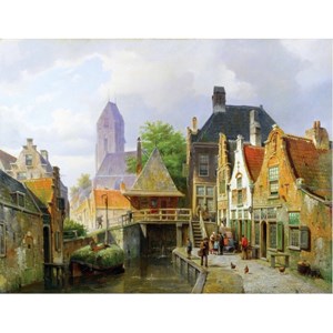 Puzzle Michele Wilson (A296-650) - Barend Cornelis Koekkoek: "View of Oudewater" - 650 brikker puslespil