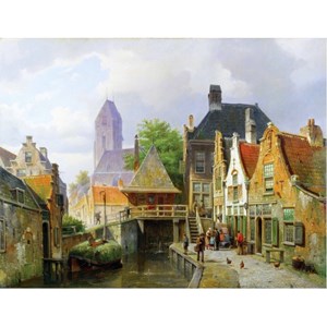 Puzzle Michele Wilson (A296-650) - Barend Cornelis Koekkoek: "View of Oudewater" - 650 brikker puslespil