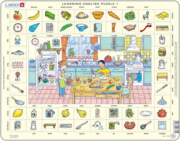 Larsen (EN1-GB) - "Learning English Puzzle 1" - 70 brikker puslespil